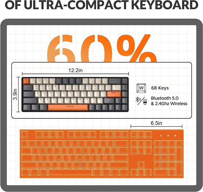 Teclado Mecânico Ziyou Lang K68 - Wireless 2.4G Bluetooth